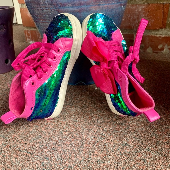 JoJo Siwa Other - JoJo Siwa Blue Green Pink Sequin High Top Sneakers